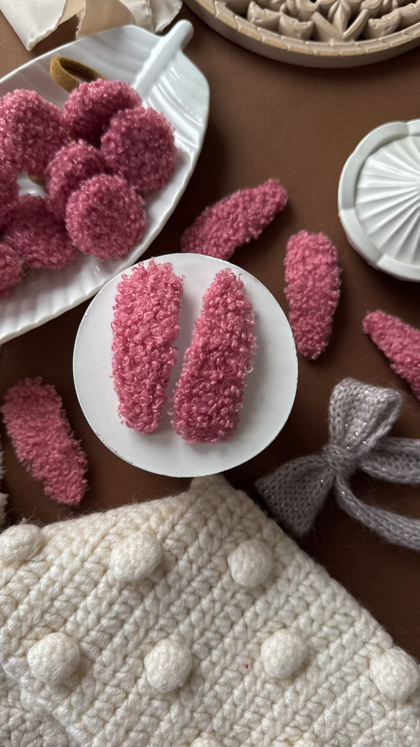 Заколка мягкая букле, цвет розовый Заколка мягкая букле, цвет розовый