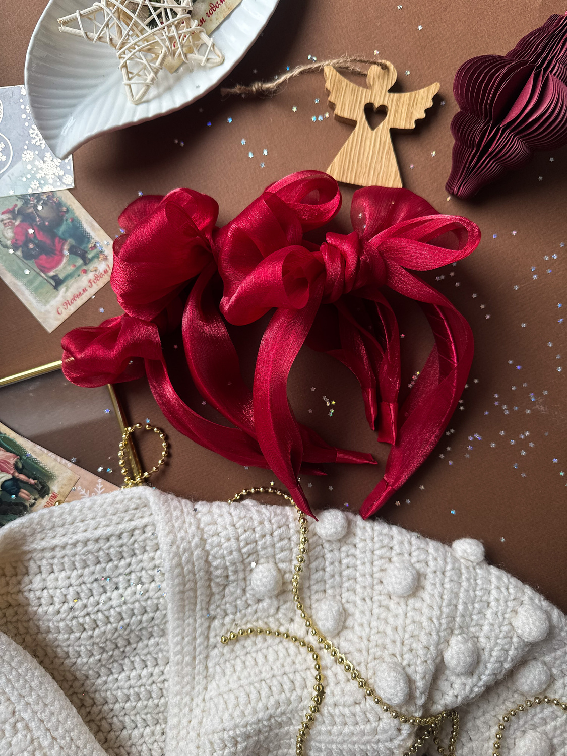 Ободок из органзы "Воздушный", цвет красный Ободок из органзы "Воздушный", цвет красный