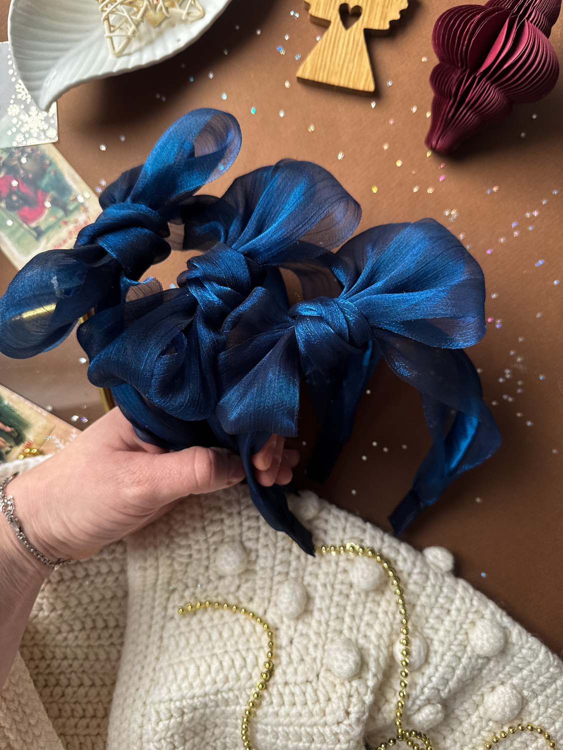 Ободок из органзы "Воздушный", цвет синий Ободок из органзы "Воздушный", цвет синий