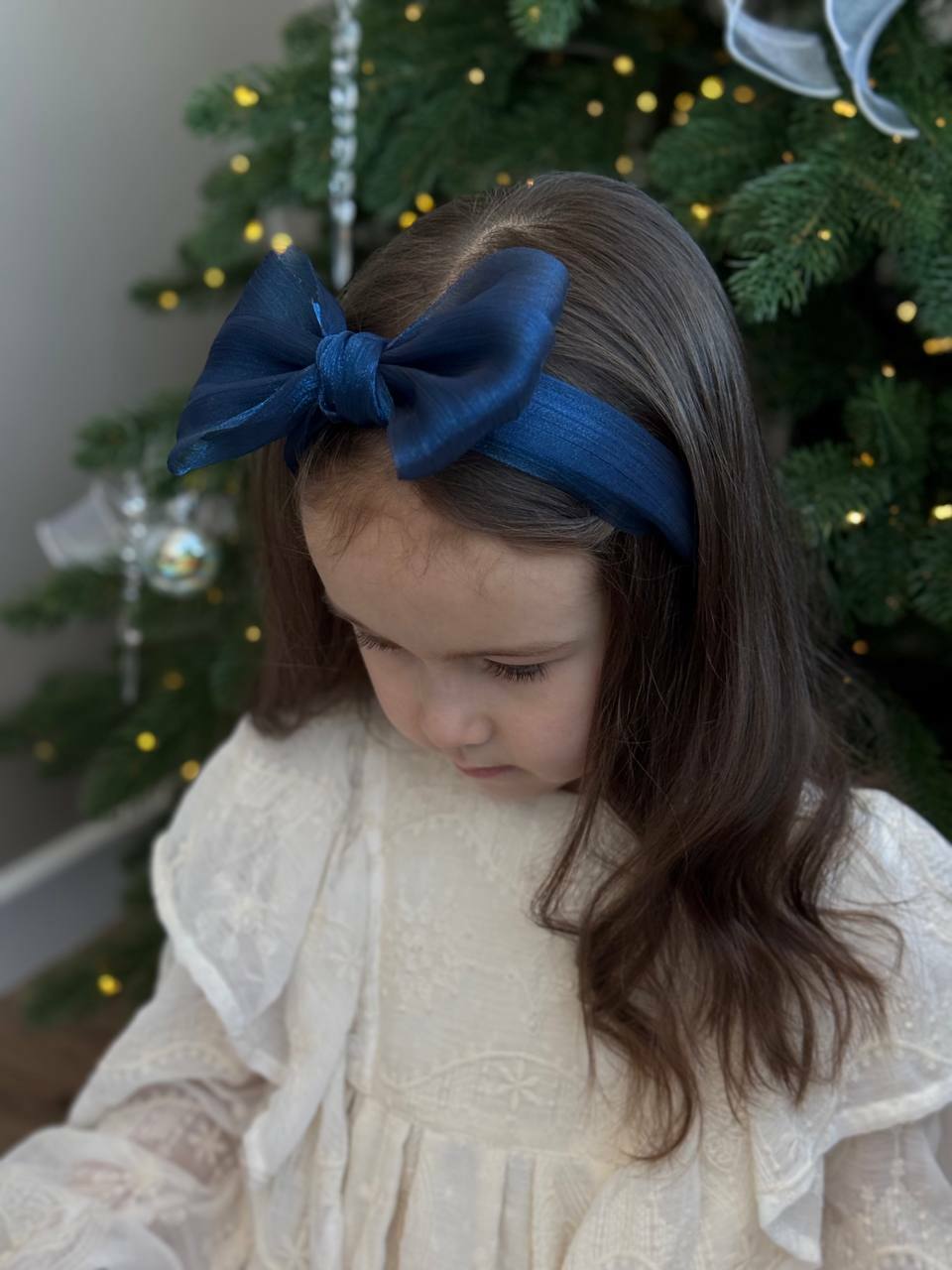 Ободок из органзы "Воздушный", цвет синий Ободок из органзы "Воздушный", цвет синий